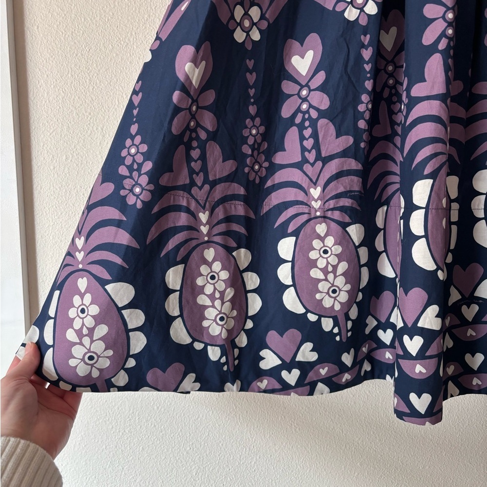 NWT FARM Rio Ainika Martina Dark Blue Floral Scalloped Cotton Midi Skirt - Picture 6 of 9